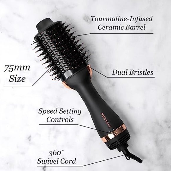 FoxyBae Rose Gold Blow Dryer Brush - 75mm Professional Blowout new in box - Picture 3 of 5